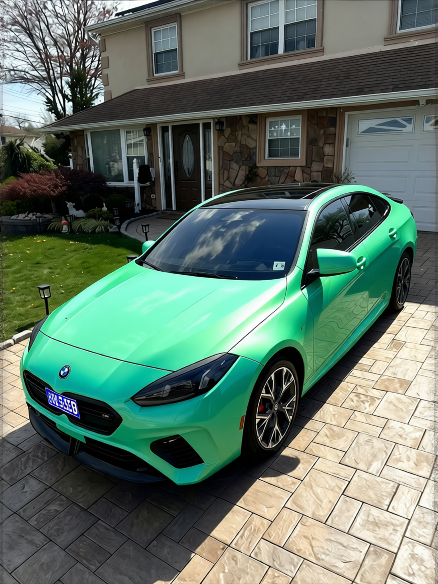BMW 2 Series rendered in Super Gloss Pearl Neon Mint gloss wrap