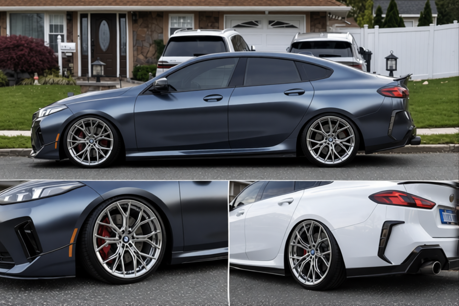 BMW 2 Series rendered in Frozen Satin Metallic Charcoal Blue gloss wrap