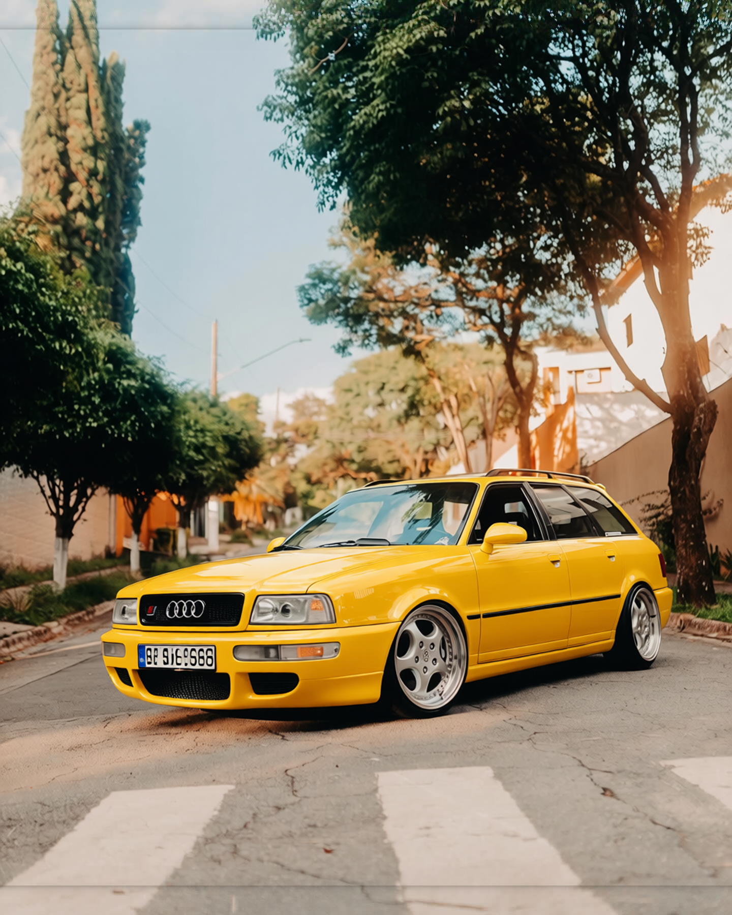 Audi RS2 rendered in Gloss Racing Yellow gloss wrap