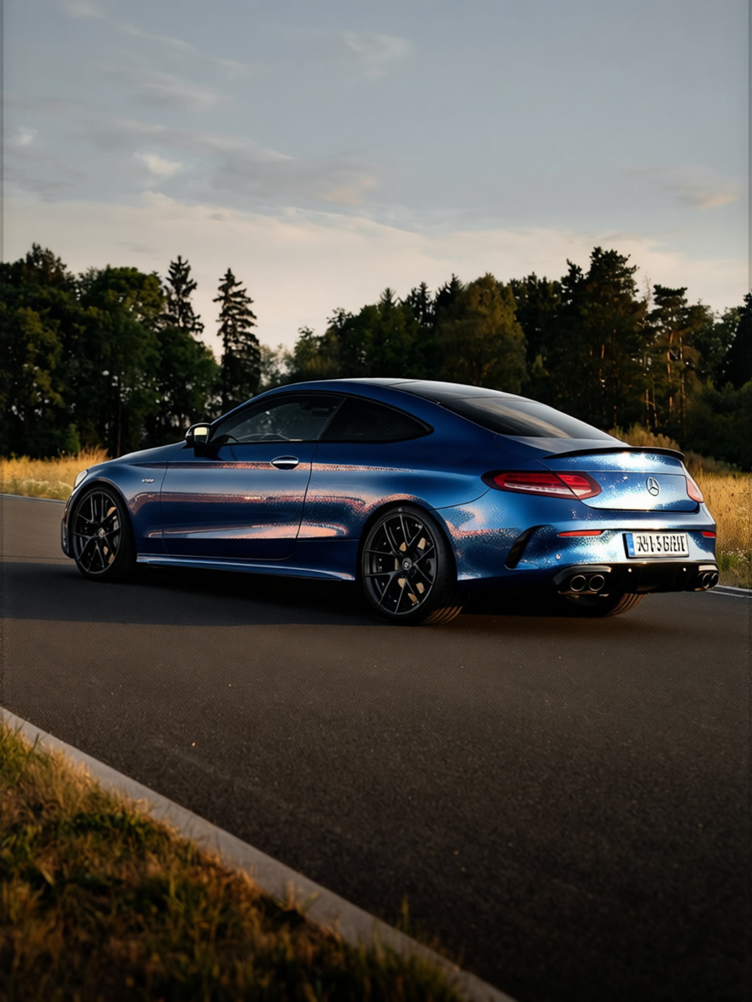 Mercedes-Benz C-Class rendered in Frozen Satin Metallic Charcoal Blue gloss wrap