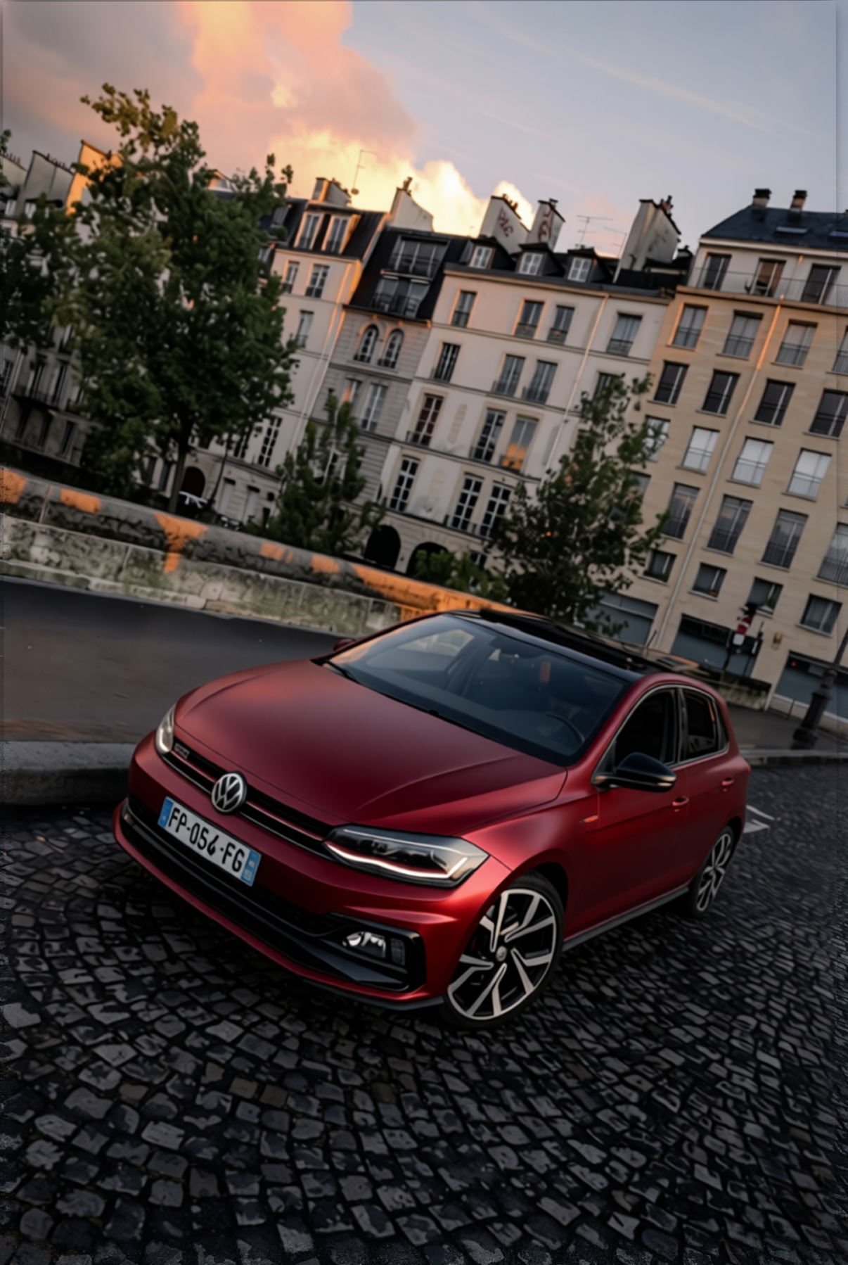 Volkswagen Polo GTI rendered in Satin Dragon Blood Red satin wrap