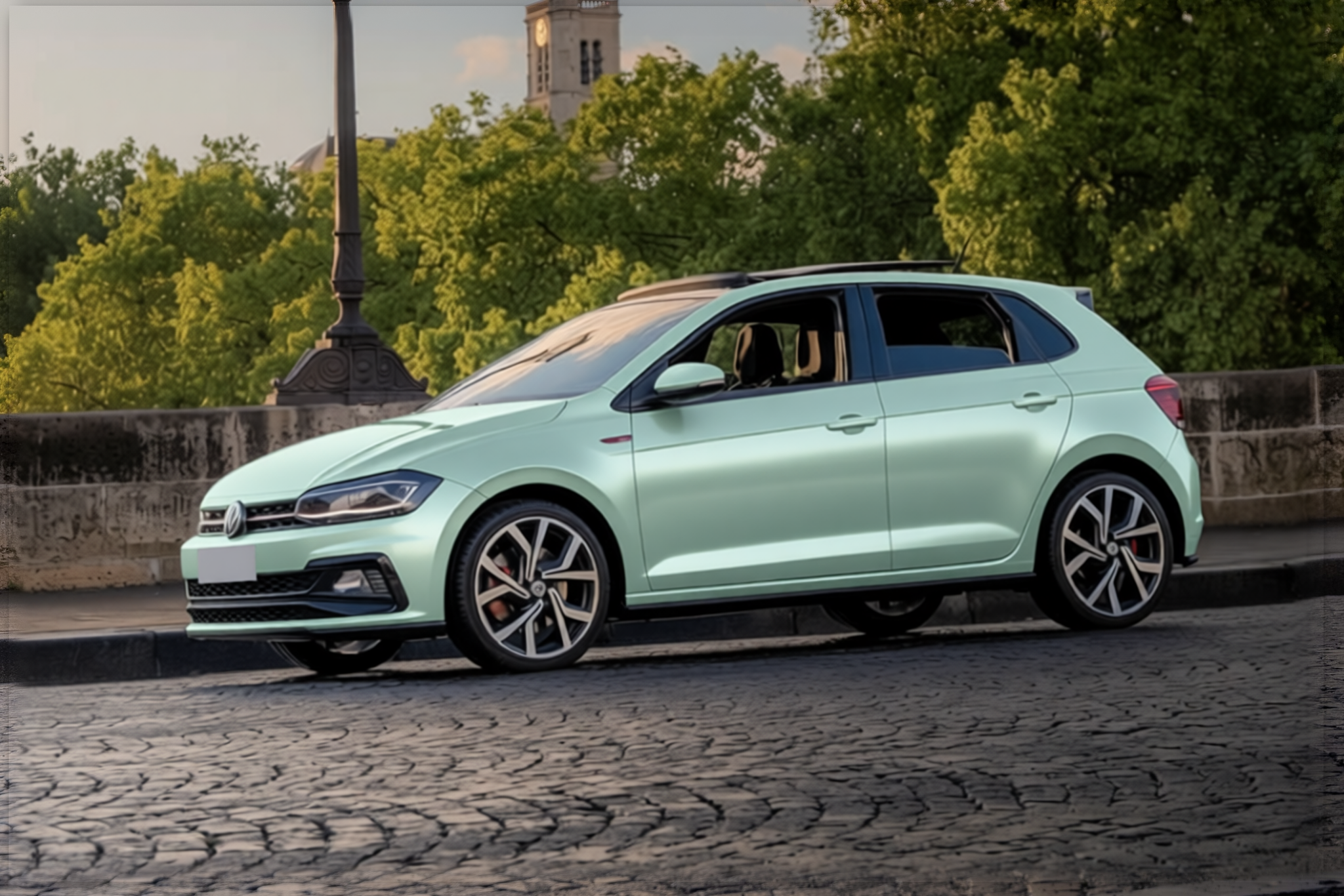Volkswagen Polo GTI rendered in Gloss Metallic Shadow Green gloss wrap