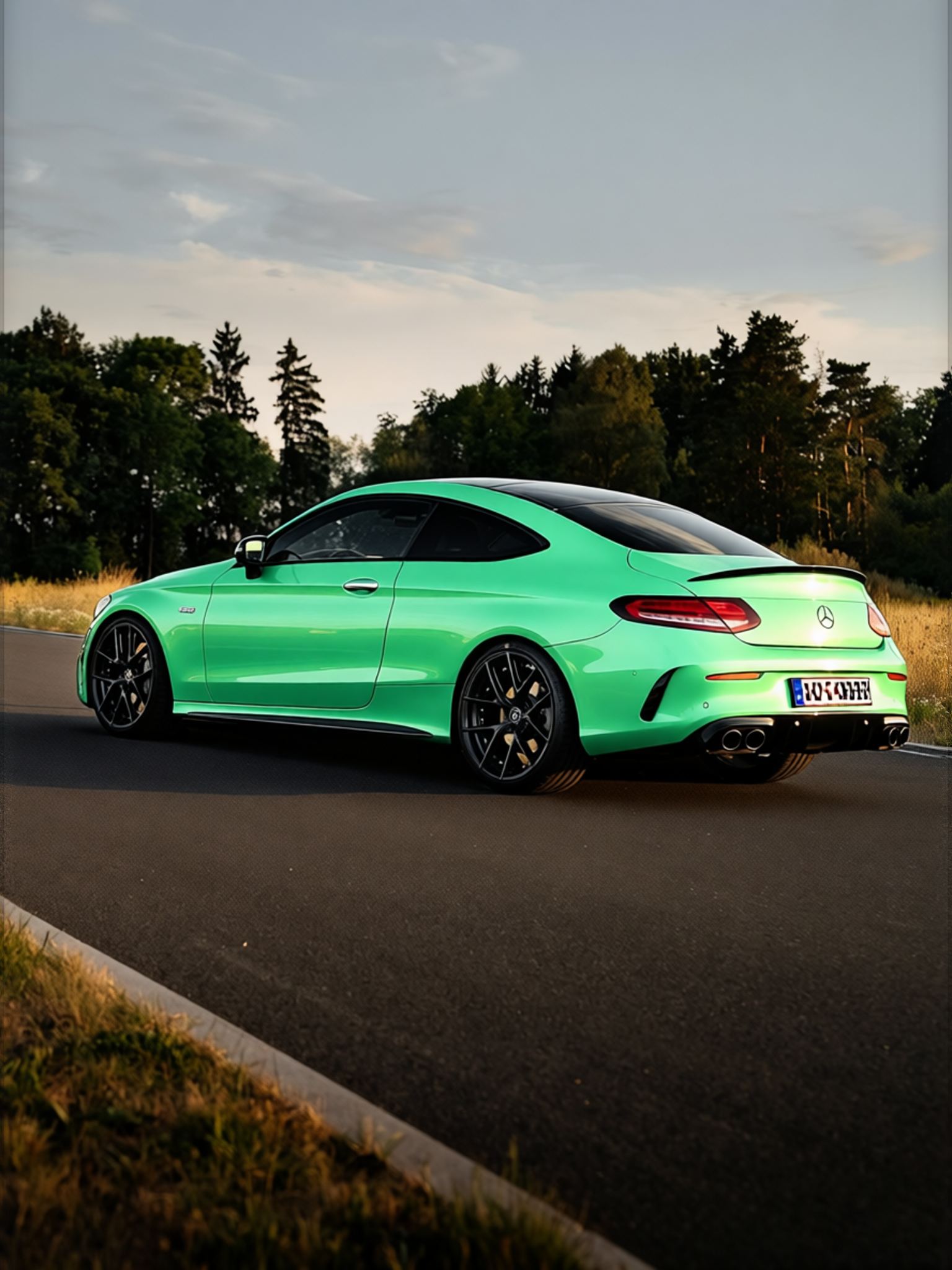 Mercedes-Benz C-Class rendered in Super Gloss Pearl Neon Mint gloss wrap