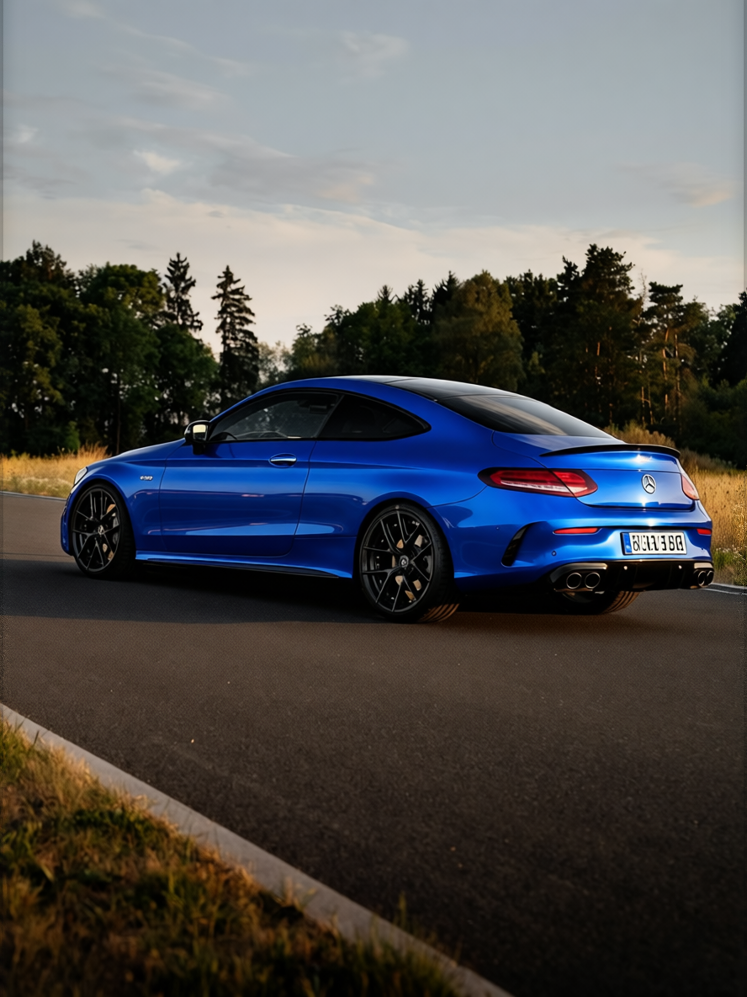 Mercedes-Benz C-Class rendered in Royal Blue gloss wrap