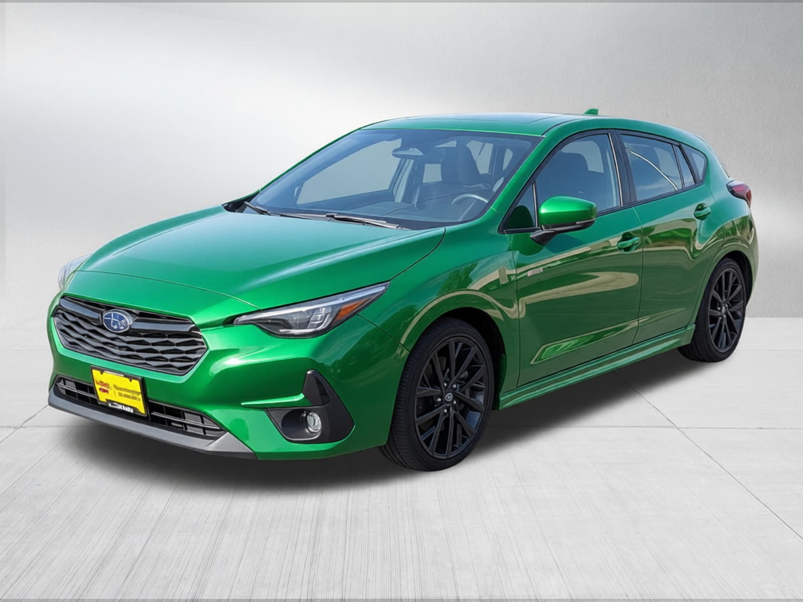 Subaru Impreza rendered in Racing Green gloss paint