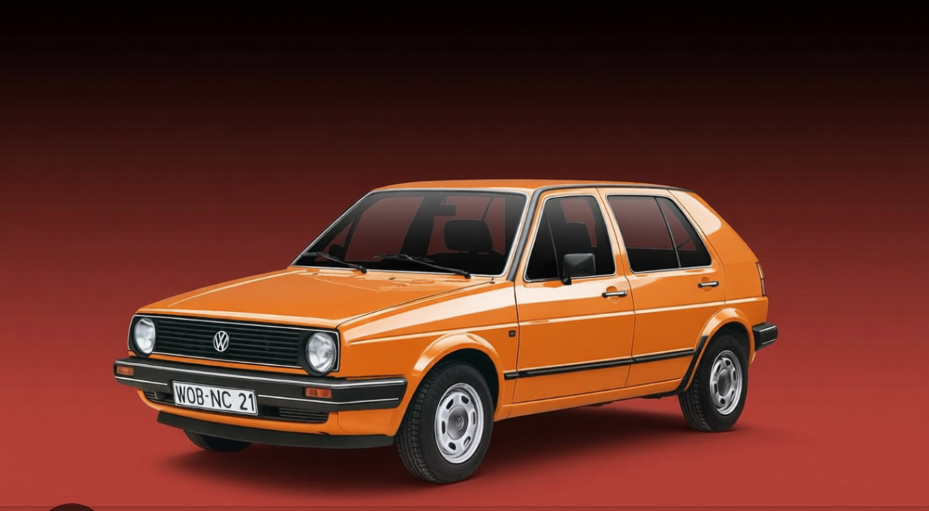 Volkswagen Golf GTI rendered in Lava Orange gloss paint