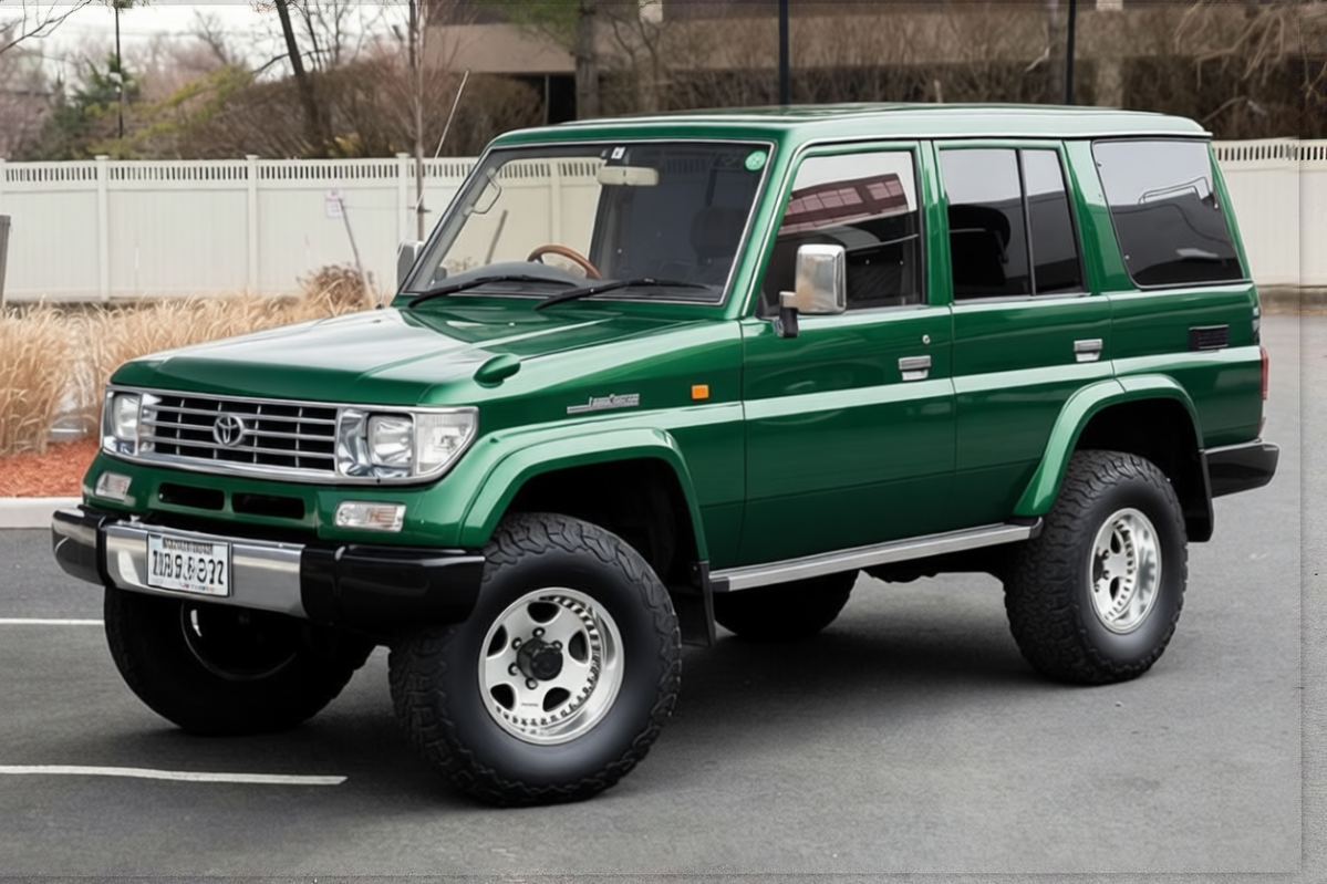 Toyota Land Cruiser rendered in Racing Green gloss paint