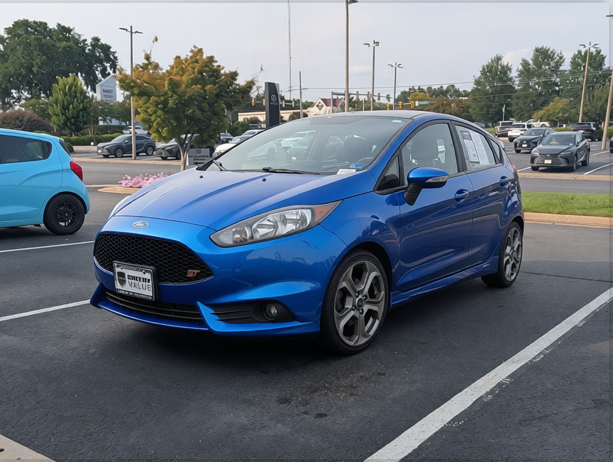 Ford Fiesta ST rendered in Gulf Blue gloss paint