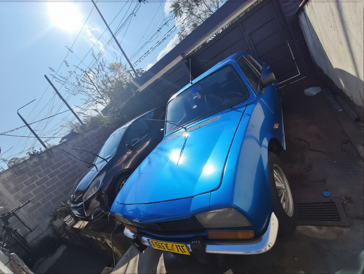 Peugeot 504 rendered in Gulf Blue gloss paint