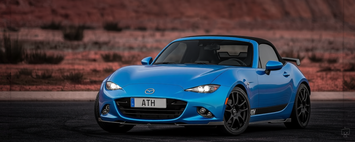 Mazda MX5 rendered in Gulf Blue gloss paint