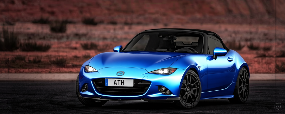 Mazda MX5 rendered in Gloss Blue Fire gloss wrap