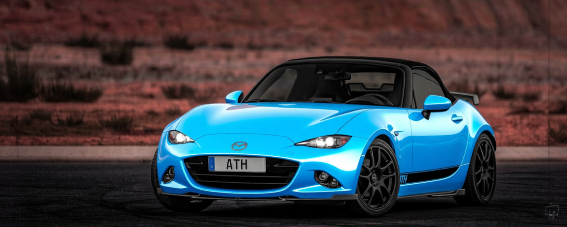 Mazda MX5 rendered in Gloss Light Blue gloss wrap