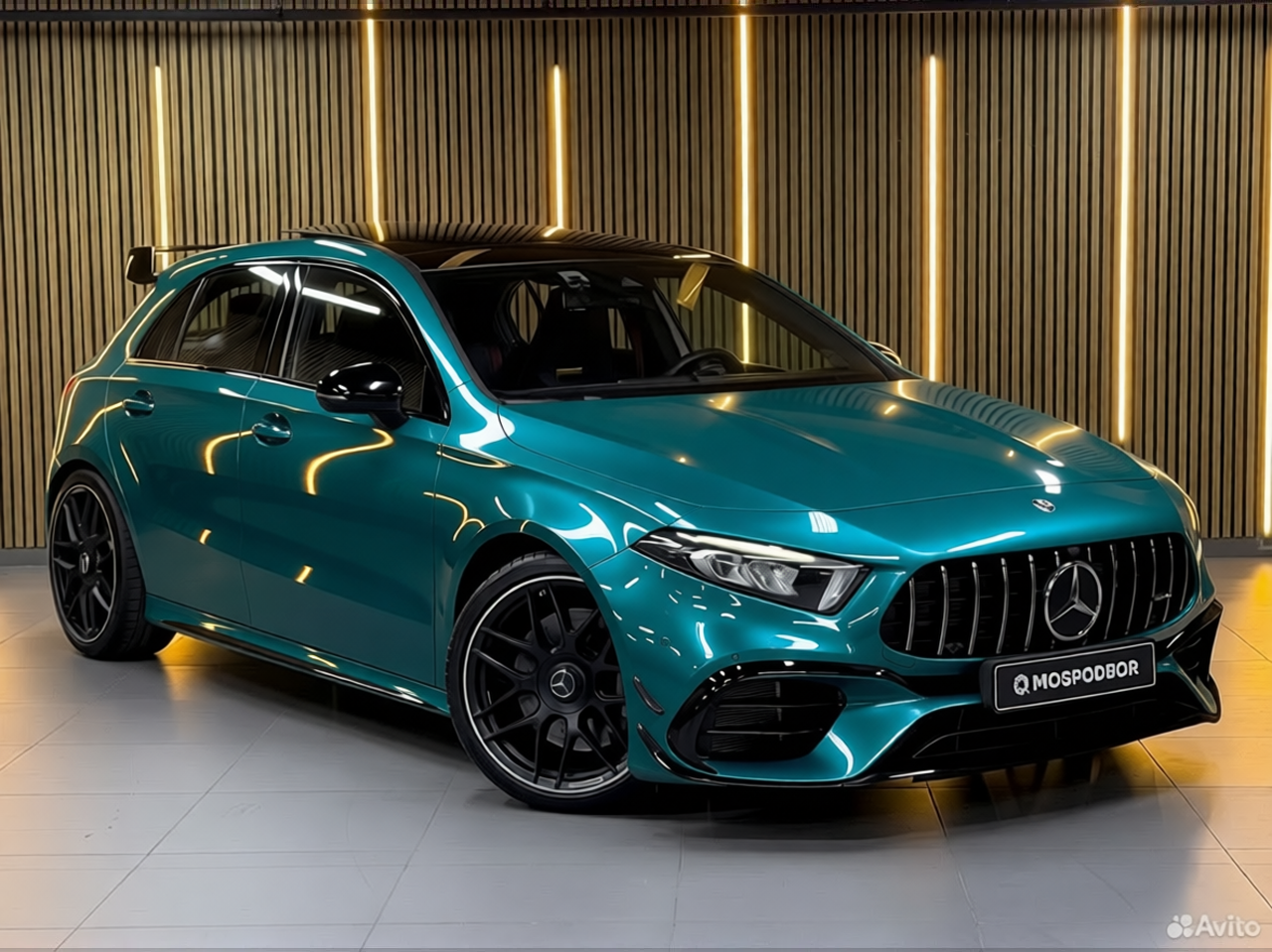Mercedes-Benz A45 AMG rendered in Super Gloss Era Green gloss wrap