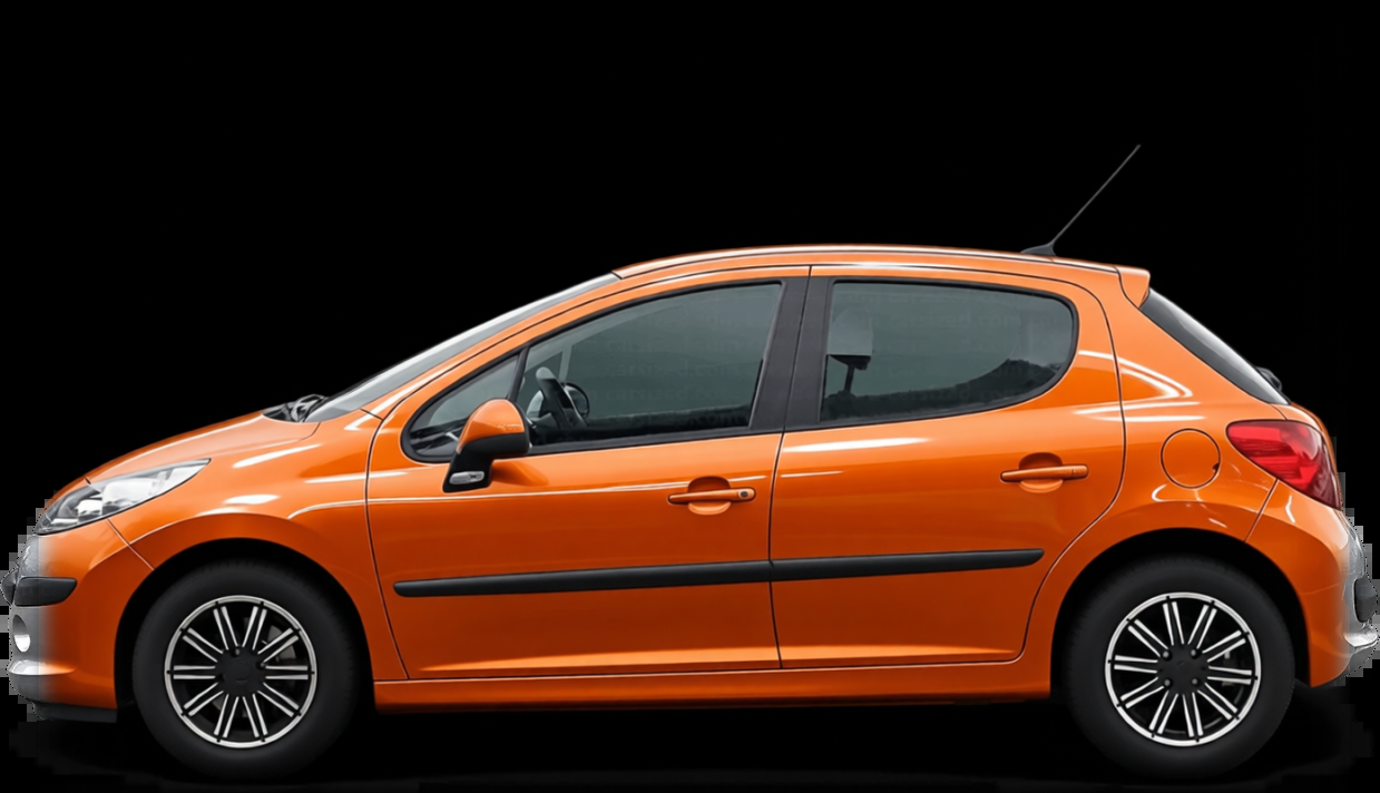 Peugeot 207 rendered in Lava Orange gloss paint