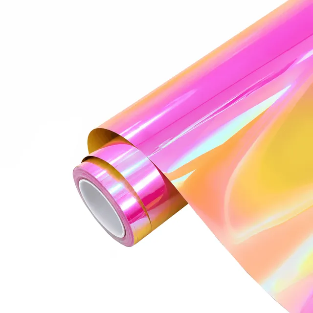 Texture du film Gloss Rainbow Chrome Holographic Pink
